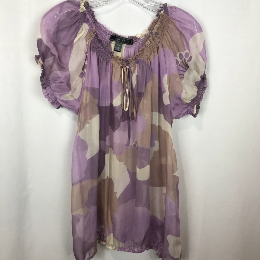 Ya Da Sheer purple and cream top